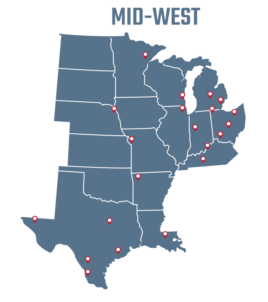 Midwest Cross Dock America Regional Map